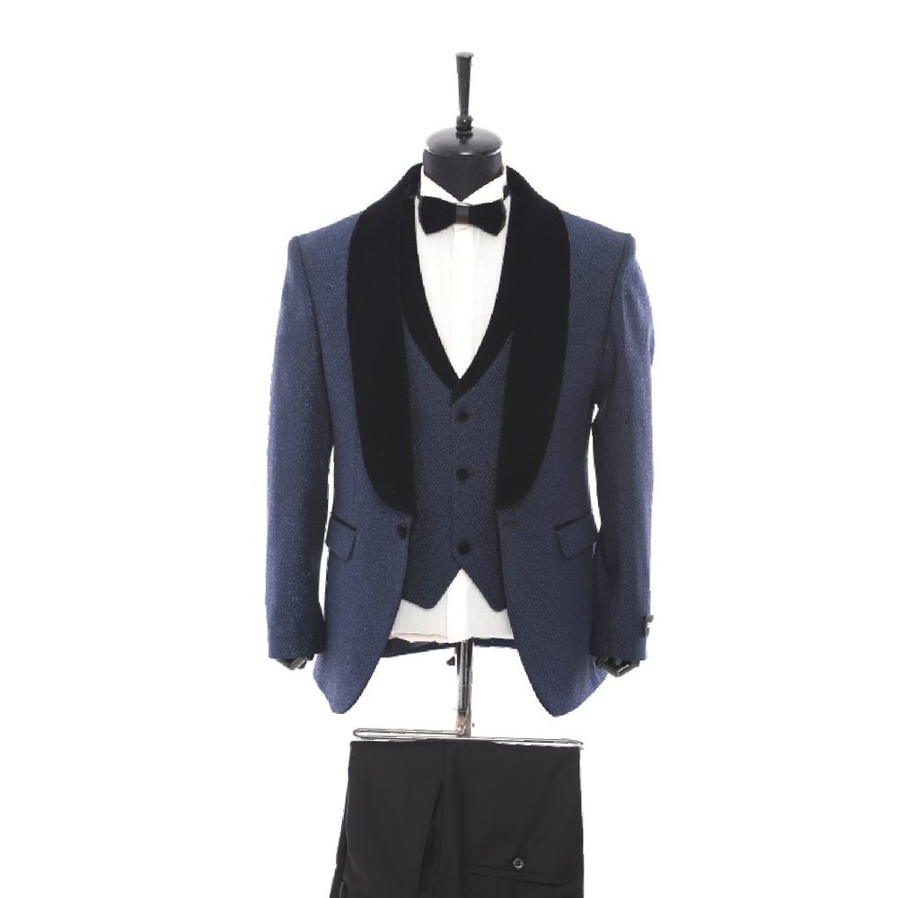 Turkish Men's Tuxedo 3pc, Shiny Blue